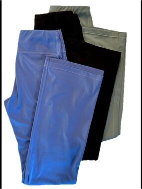 Bundle of 3 Athleta Girl High-Rise Flare Pants in Sage Green, Blue, Black Sz L12